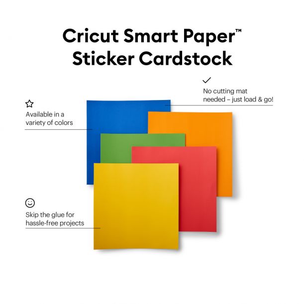 CRICUT Smart Paper™ Sticker Cardstock 帶背膠卡片 - 亮麗5色 (2008318) - 香港行貨